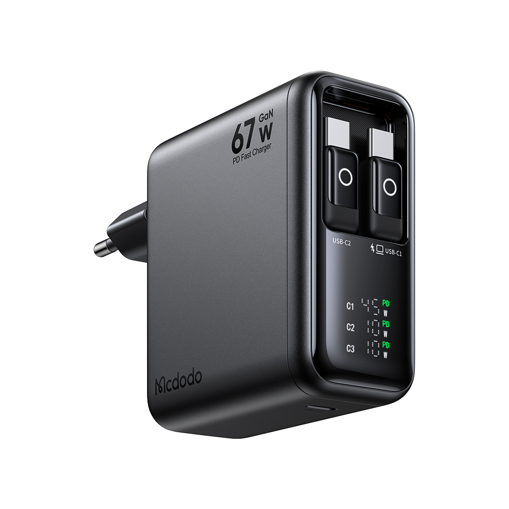 맥도도 GaN 67W 듀얼 C타입 케이블 일체형 초고속 멀티 충전기 CH354(Mcdodo 67W GaN SuperFast Multi Charger with Dual C Type Retractable Cable CH354) - 2