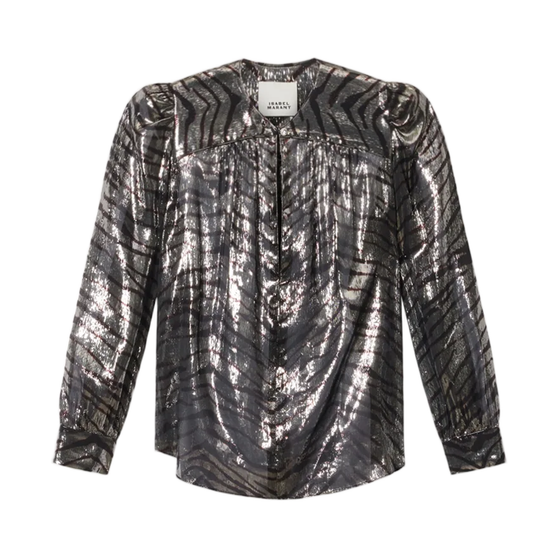 HT0984FB-D4J16I-BKSI (W) Isabel Marant Farali Silk Blouse Black Silver
