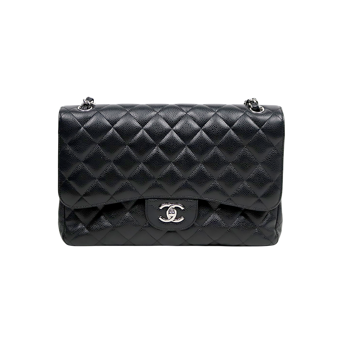 ITH4JOS2RV2H Chanel Black Large Caviar Classic Double Flap Bag