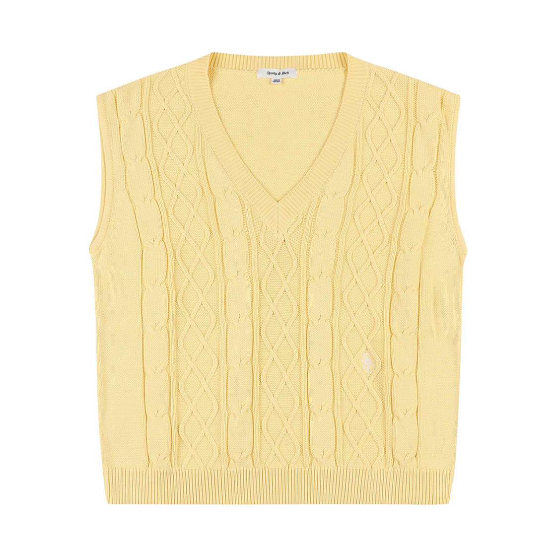 SRD1VE0001YL PEER Sporty & Rich SRC Cotton Cableknit Vest Yellow