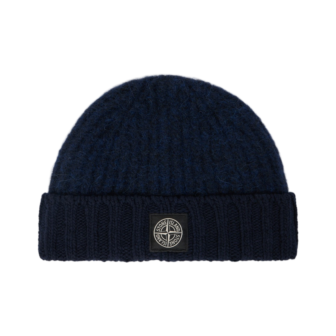 L2S15N1000-09S1N22-V0M20 Stone Island N100009 Ribbed Baby Alpaca Blend Beanie with Compass Logo Patch Blue Melange - 26FW