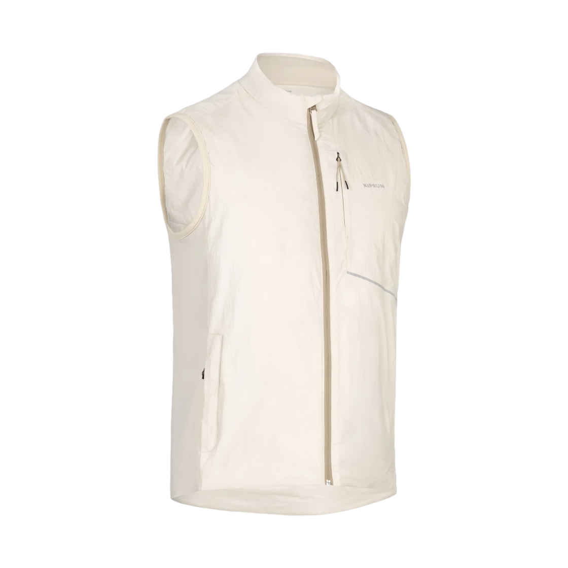 9008564 Decathlon Men's Running Padded Vest Run Warm 500 Linen Beige