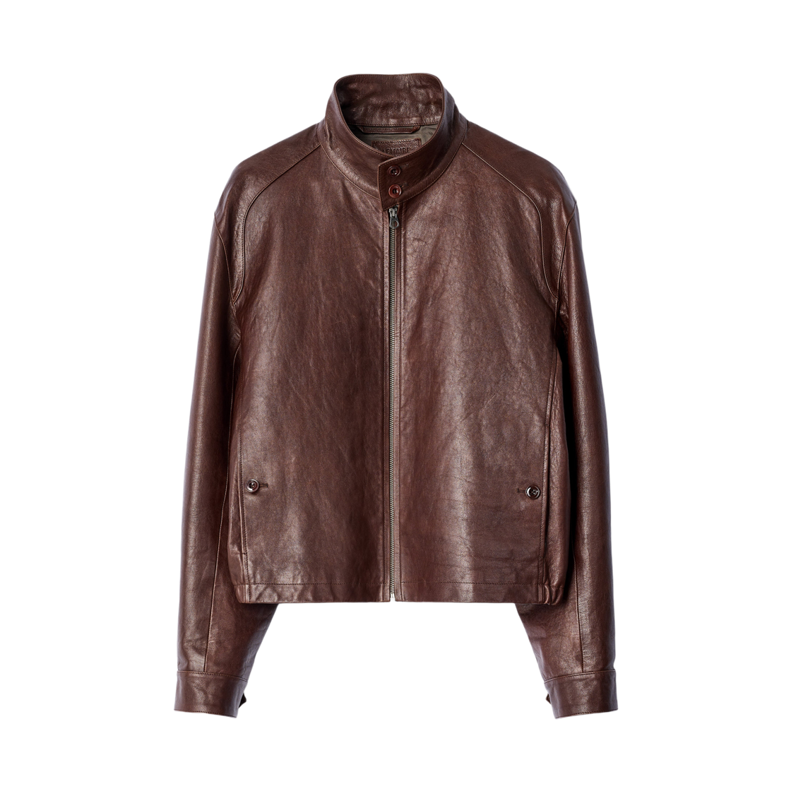 OW1287-LL0225-389 Lemaire Glossy Cow Leather Harrington Blouson Brick