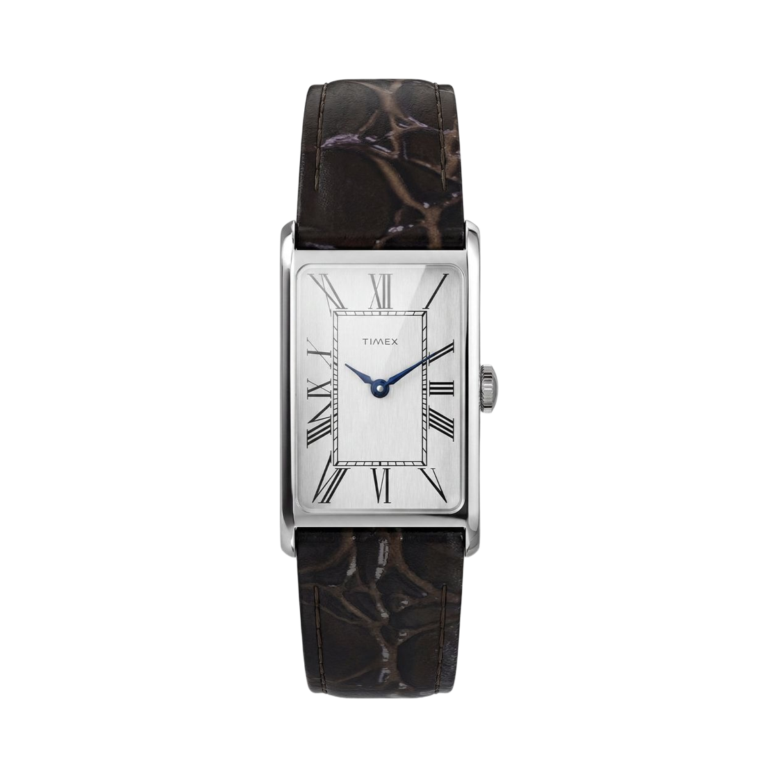 TW2Y88200 Timex 1976 Lexington Reissue Quartz 21mm Leather Strap Watch Silver Brown
