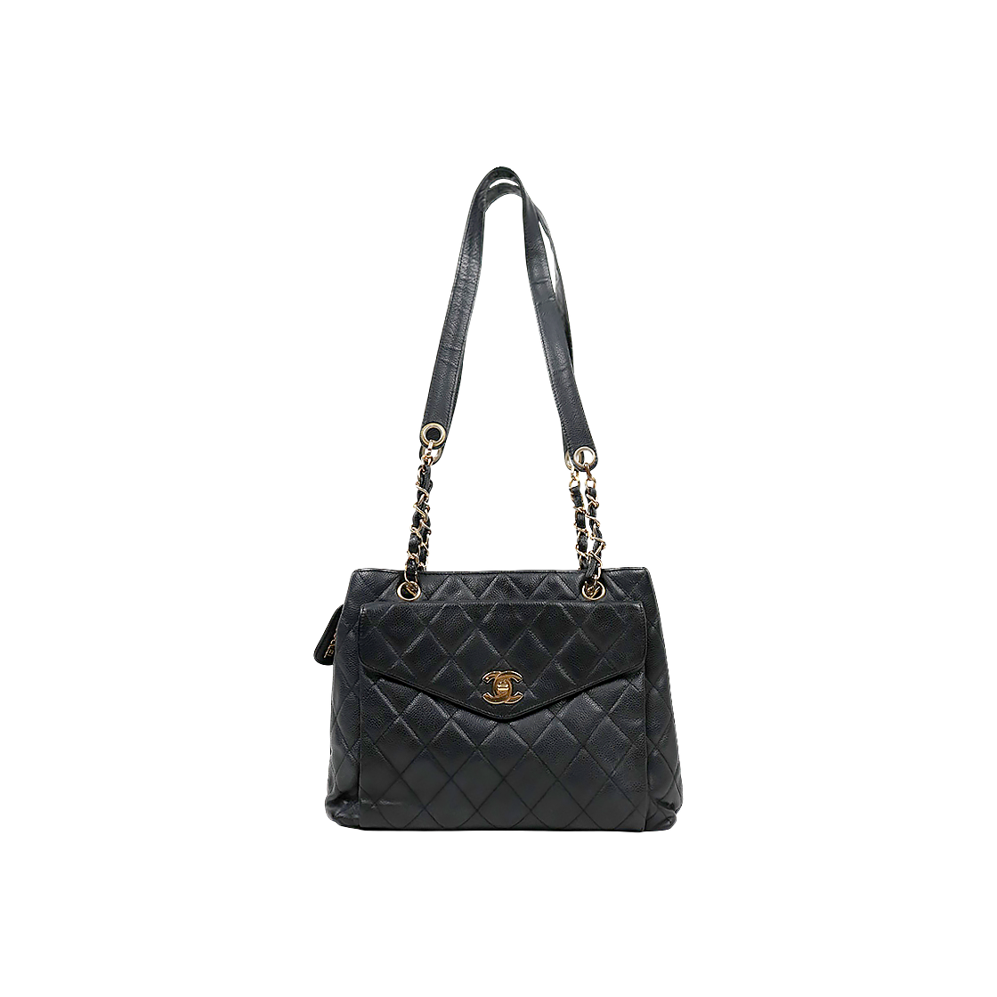 IT5RVR8VBAPB Chanel Black Caviar Quilted CC Pocket Shoulder Bag