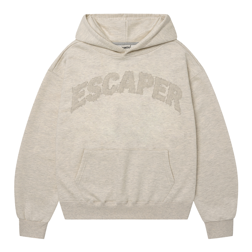 AM26FWHD15OT AMOU Escaper Applique Hoodie Oatmeal