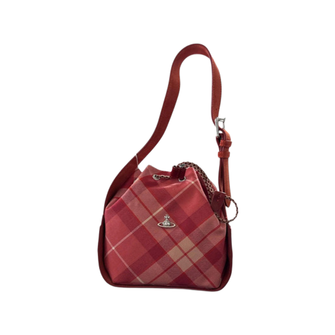 4C020005W-W01JA-G201 Vivienne Westwood Orb Check Bucket Bag Pink