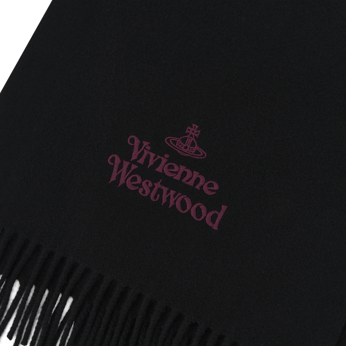 비비안 웨스트우드 자수 로고 머플러 블랙 와인(Vivienne Westwood Embroidered Logo Muffler Black Wine) - 3