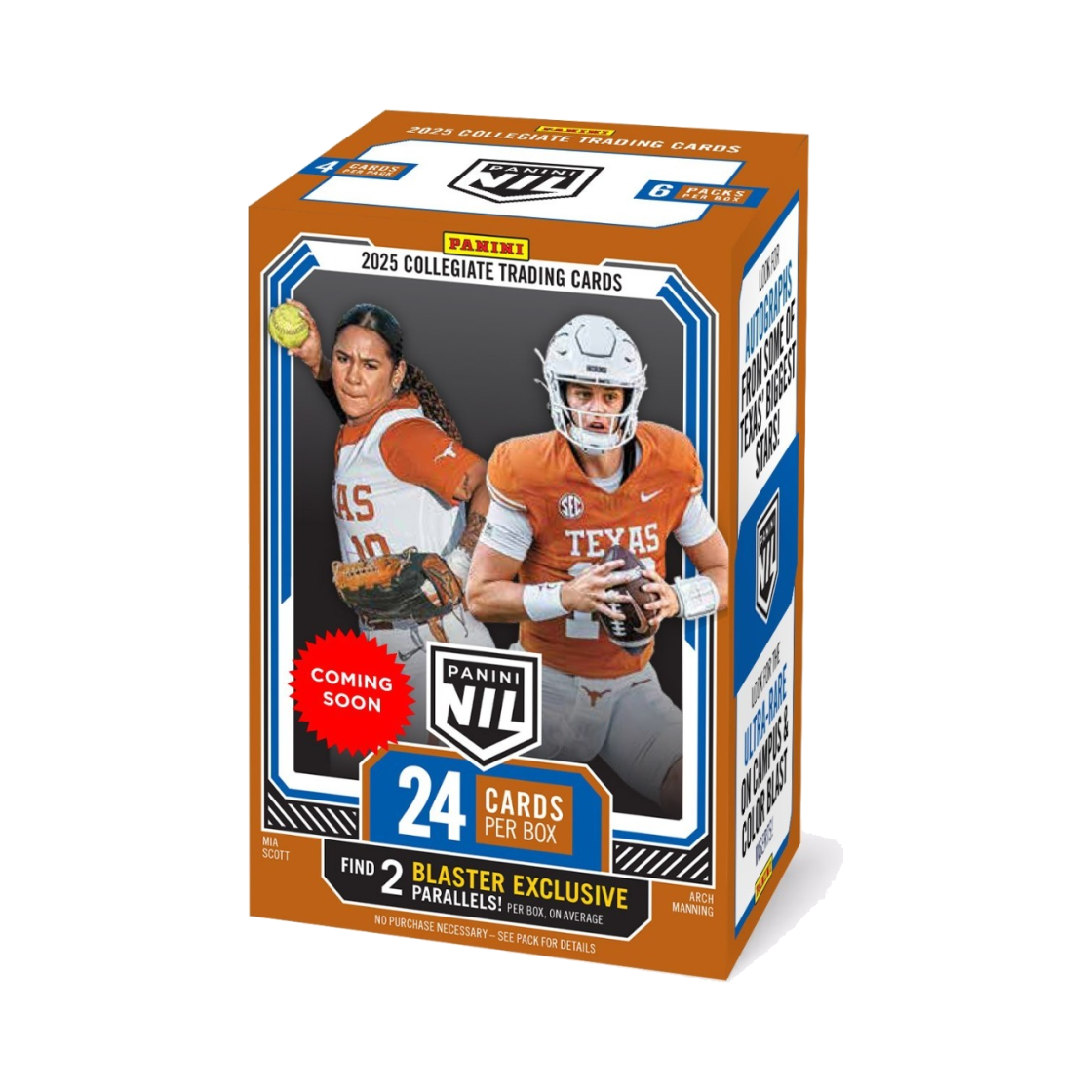 파니니 2025 유니버시티 오브 텍사스 NIL 트레이딩 카드 블래스터 박스 (6팩)(Panini 2025 University of Texas NIL Trading Card Blaster Box (Pack of 6))