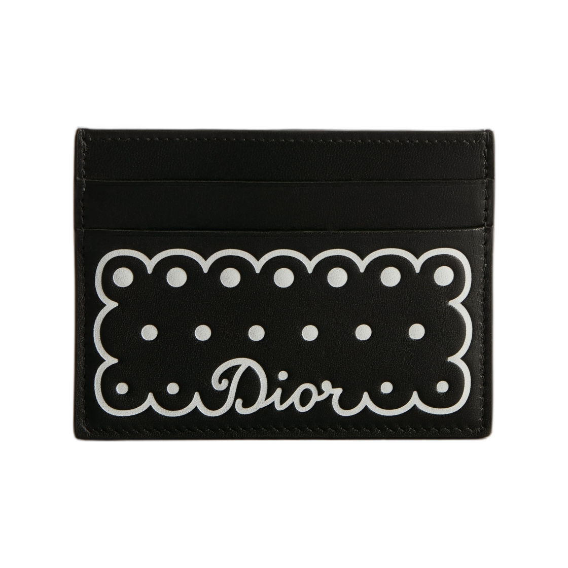 S2400PIZT-M45I Dior Freesia Card Holder Calfskin with White Printed and Debossed PolkaDior Black