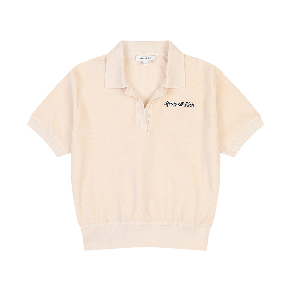 SRD5MT0219IV PEER Sporty & Rich Italic Logo Embroidered Polo Ivory