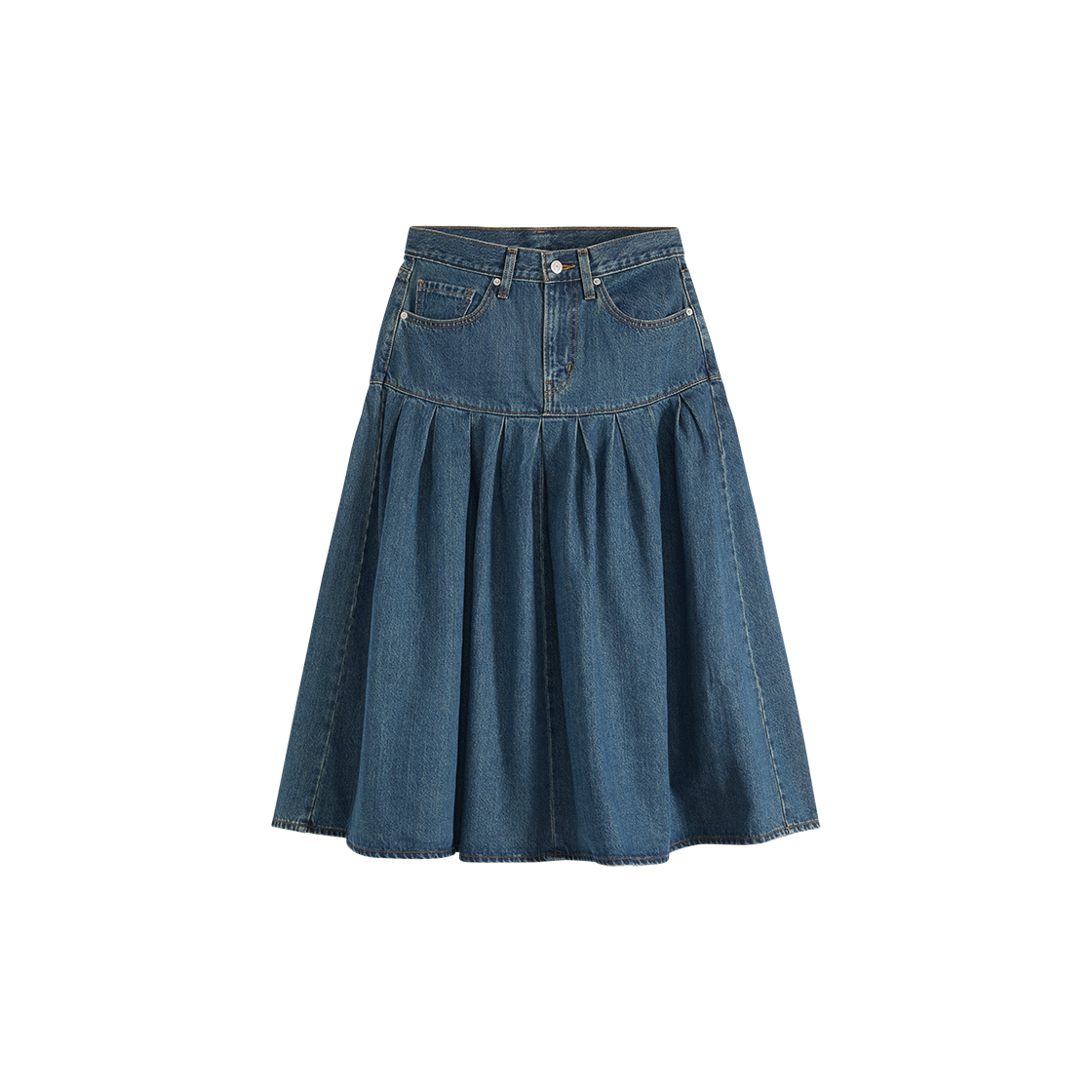 리바이스 요크 플리티드 스커트 미디엄 인디고(Levi's Yoked Pleated Skirt Medium Indigo)