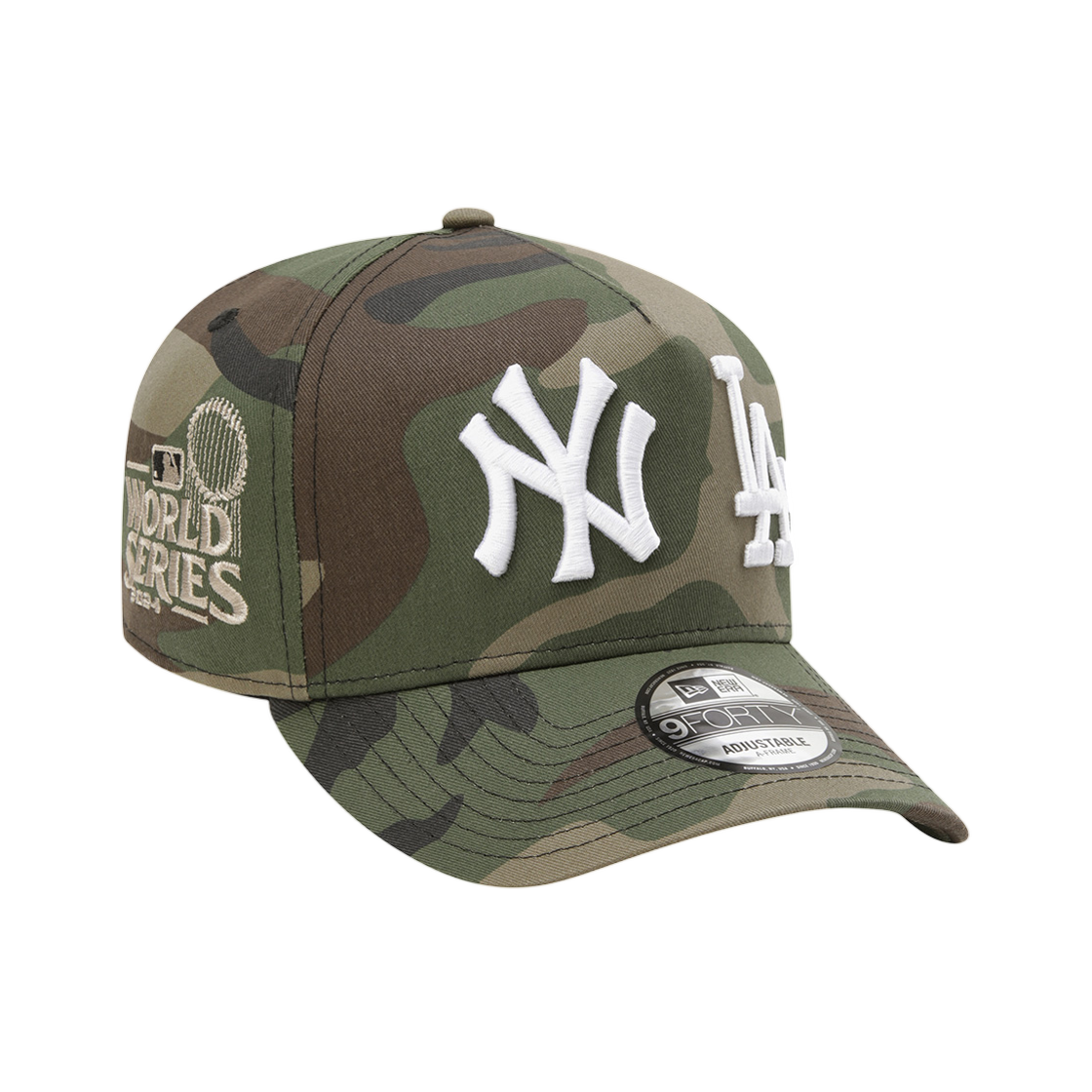 15449405 New Era MLB World Series Dual Logo A-Frame Ball Cap Woodland Camo