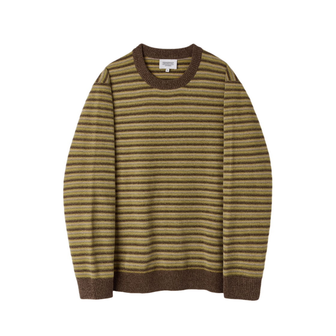 P264MKT131080 BROMPTON LONDON Chenille Stripe Sweater Brown