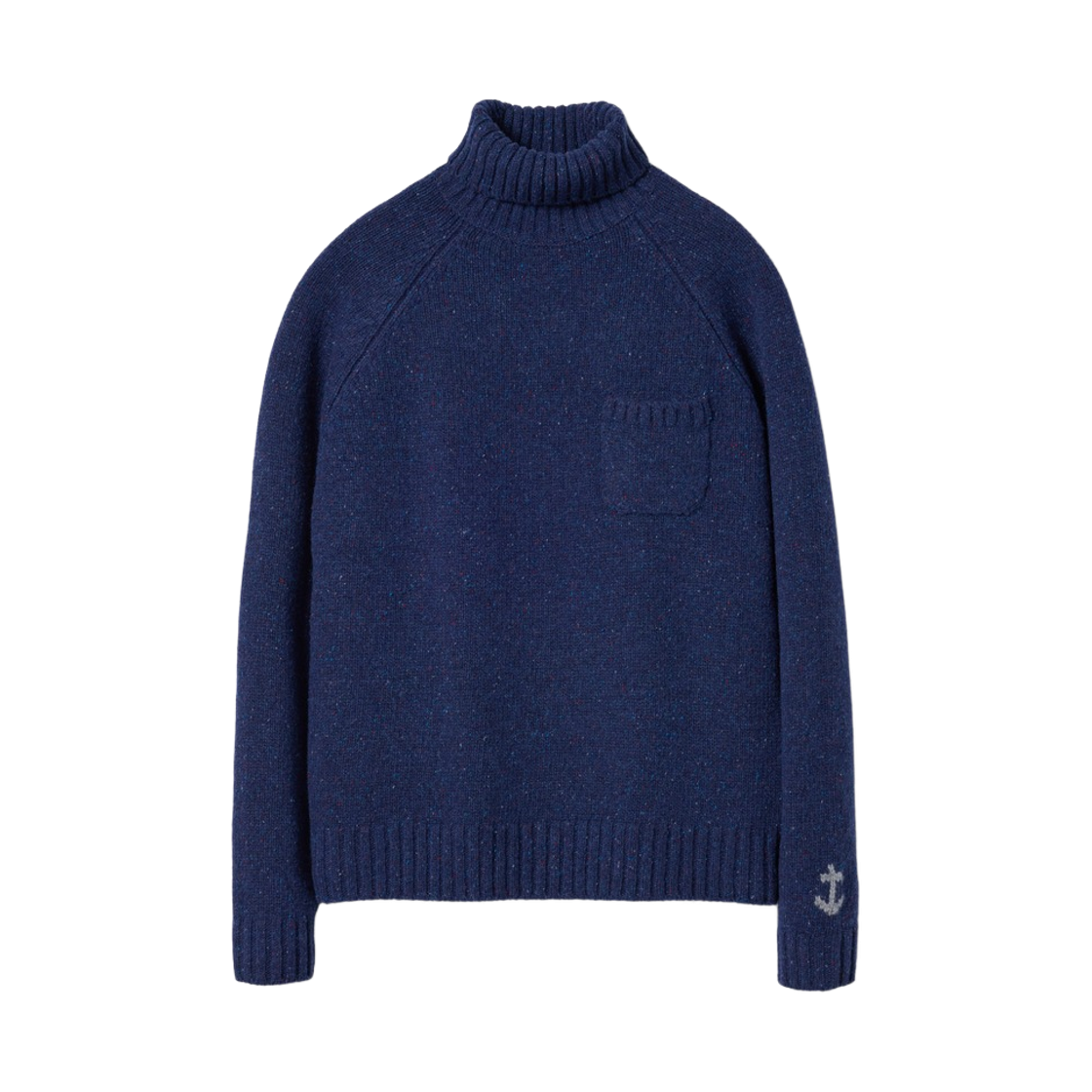 GW26DKN01-NV Guernsey Woollens Nep Wool Pocket Turtleneck Sweater Navy