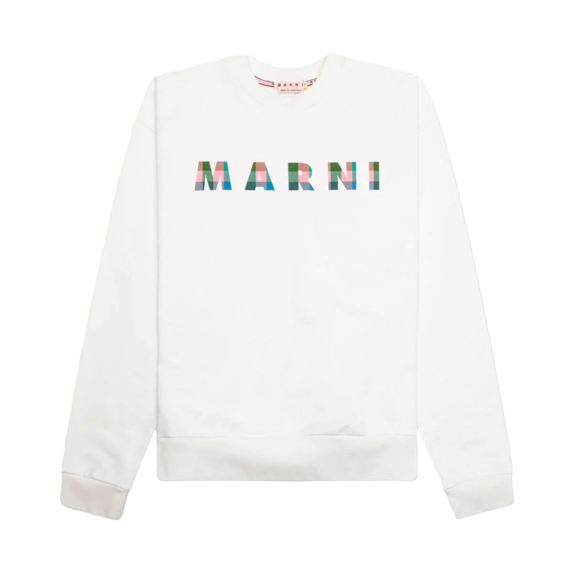 FUMU0074PF-USCW62-GOW02 Marni Check Logo Print Sweatshirt White