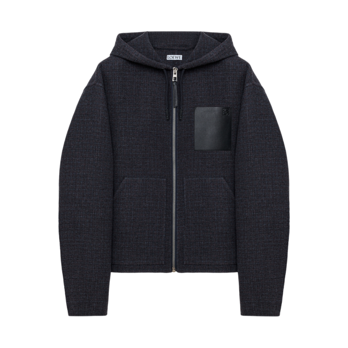 H526Y02WFF-5190 Loewe Wool Blend Hooded Jacket Dark Navy Blue