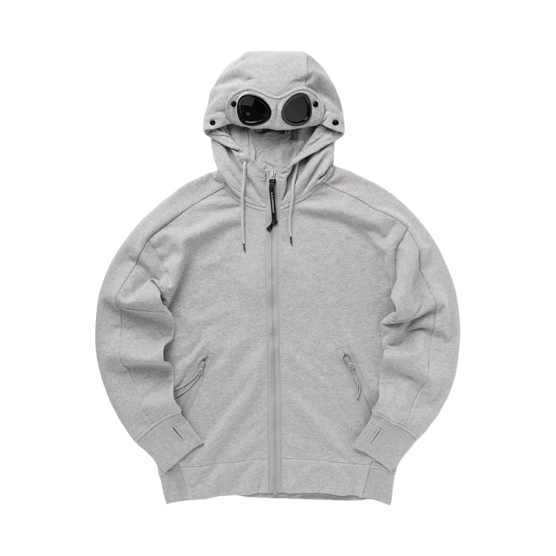 16CMSS082A005086WM93 C.P. Company Diagonal Raised Fleece Goggle Zipped Hoodie Grey Melange - 24SS