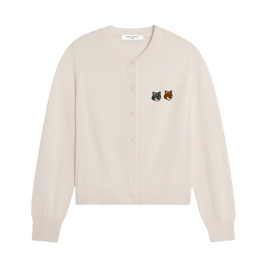 MRWKC09KT1181-P702 (W) Maison Kitsune Double Fox Head Regular Cardigan Latte