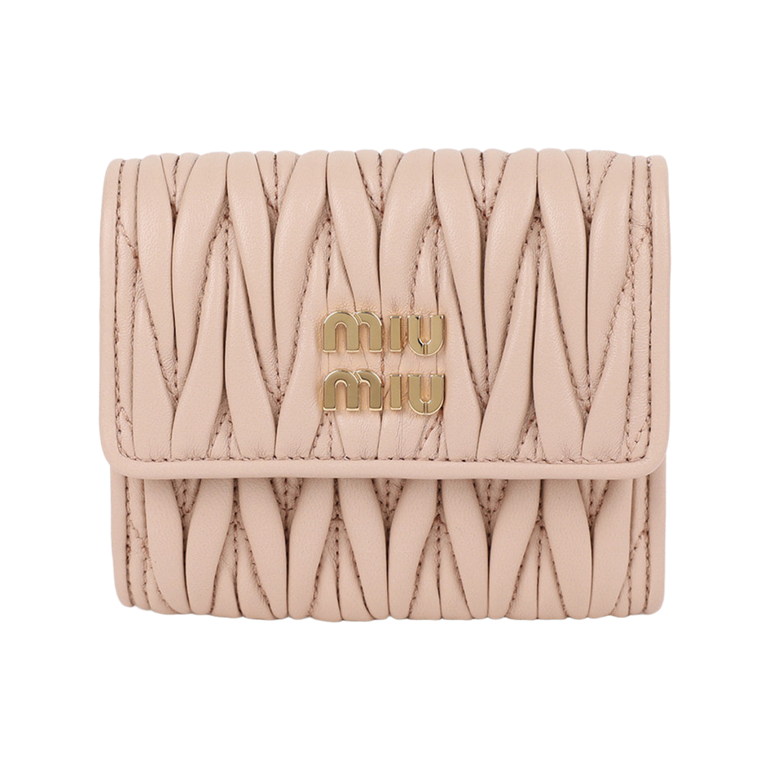 5MH058-AFPP-F0236 Miu Miu Matelasse Nappa Leather Small Wallet Cipria