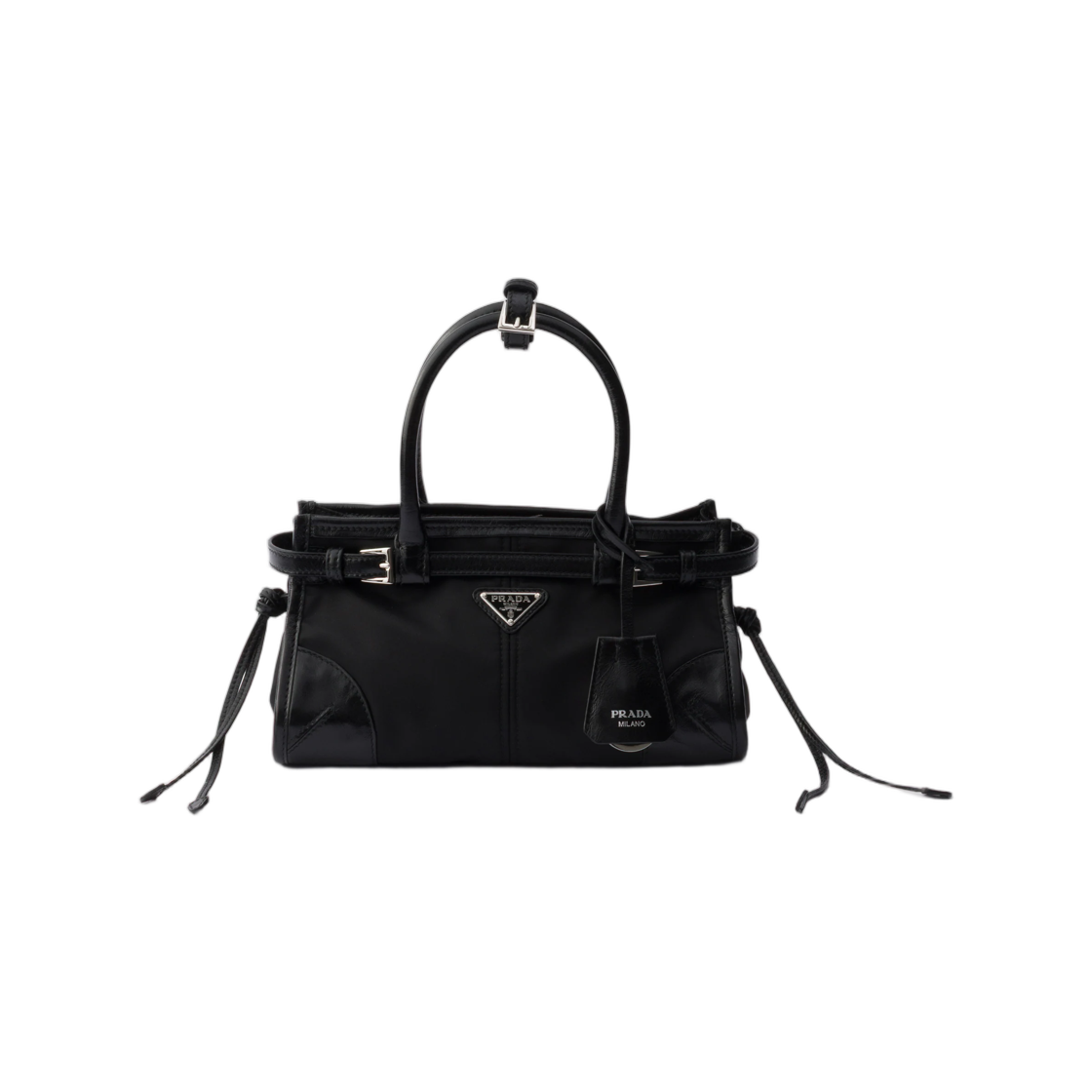 1BA486-2ZVE-F0632 Prada Bonnie Small Re-Nylon and Leather Handbag Black