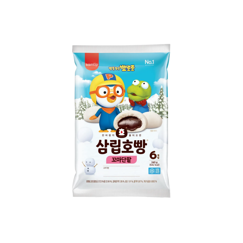 삼립 미니 뽀로로 꼬마호빵 단팥 6입 240g 1+1(12입)(Samlip Mini Pororo Little Steamed Bun Red Bean 6-pack 240g 1+1 (12-pack)) - 1
