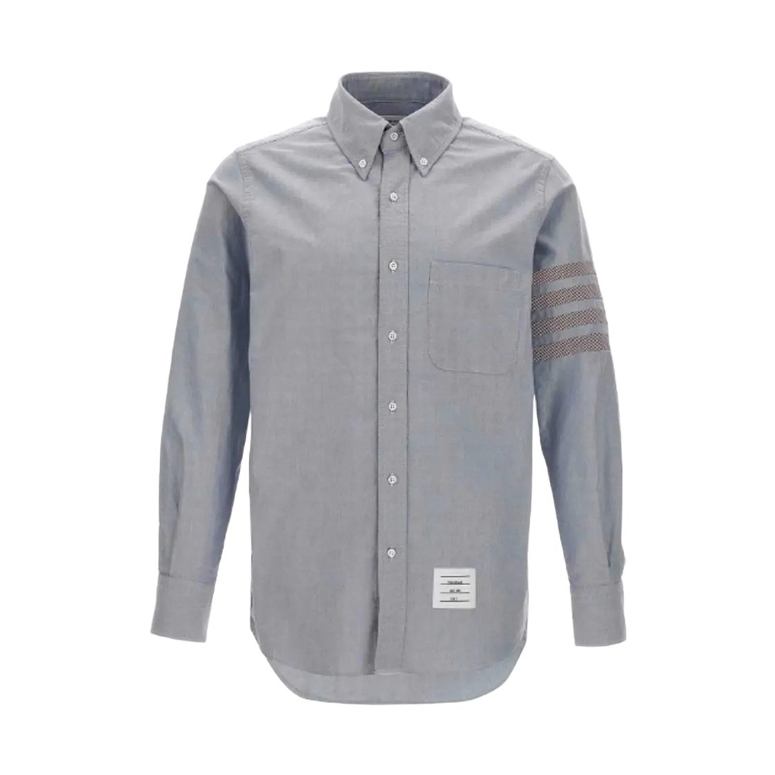MWL374C-F0591-480 Thom Browne Tricolor Dobbycord Straight Fit Seamed 4-Bar Button Down Shirt Grey