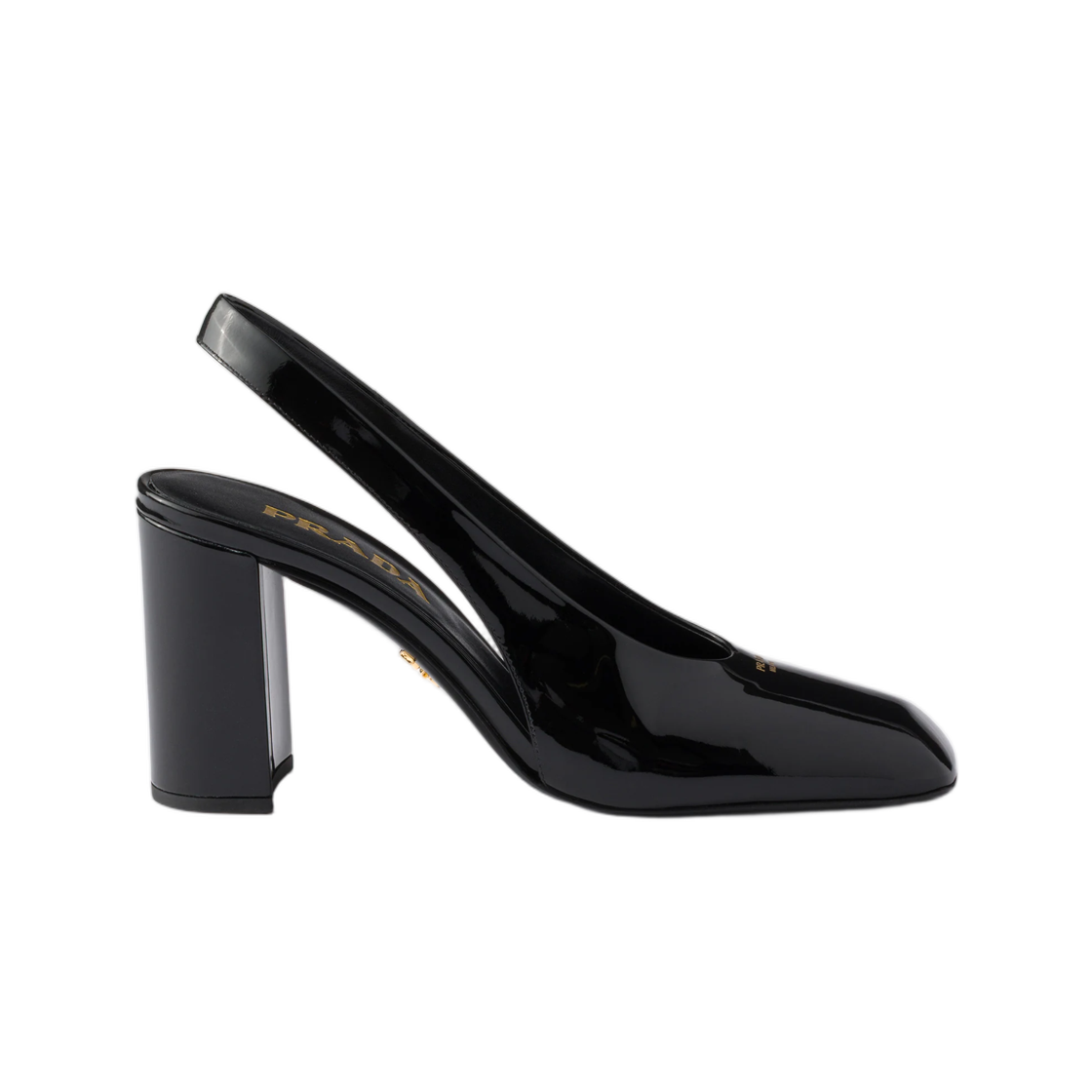 1I725O-069-F0002 (W) Prada Patent Leather Slingback Pumps Black