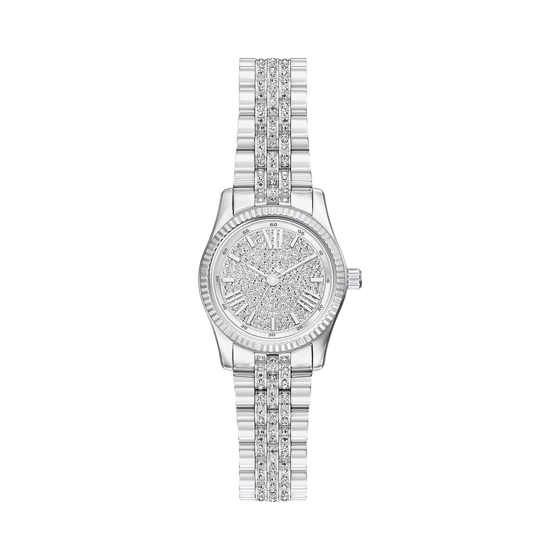 MK7577 (W) Michael Kors Petite Lexington Pave Quartz Three-Hand 26mm Stainless Steel Silver Tone Watch Silver