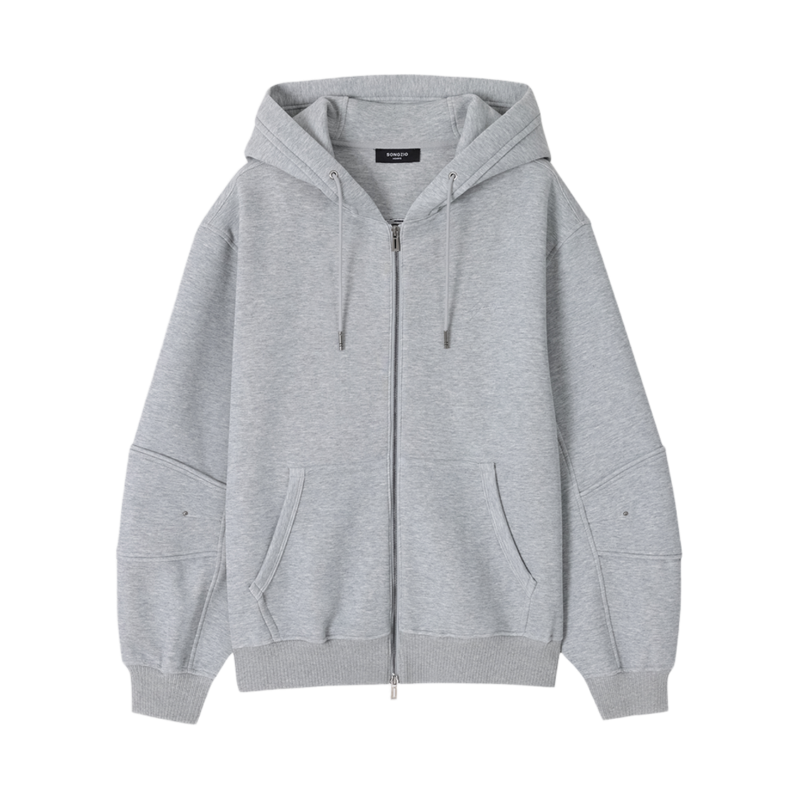 SI5TS565MG SONGZIO HOMME Casque Flute Hood Zip Up Melange Grey