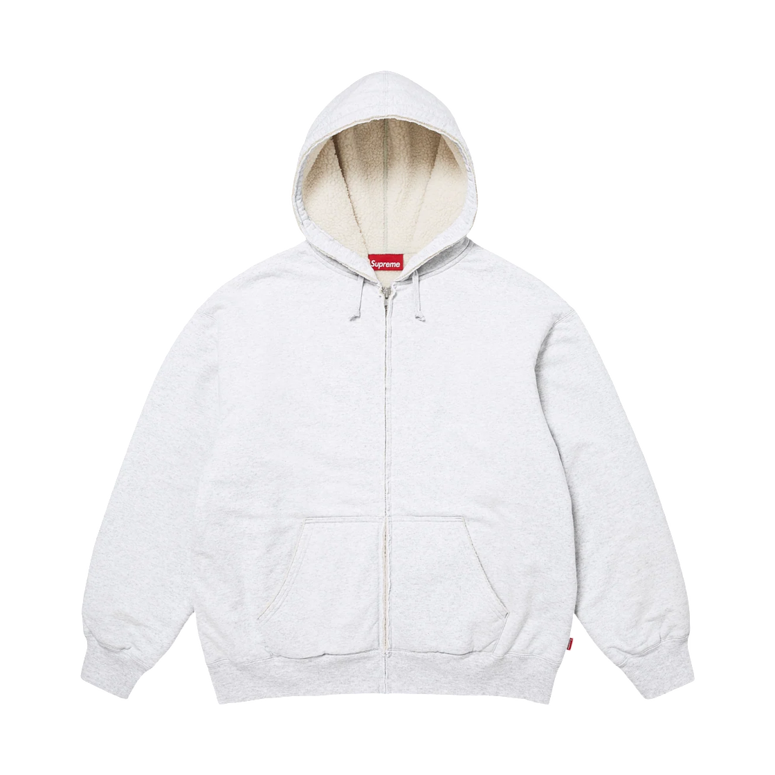 - Supreme Shearling Lined Zip Up Hooded Sweatshirt Ash Grey - 26FW