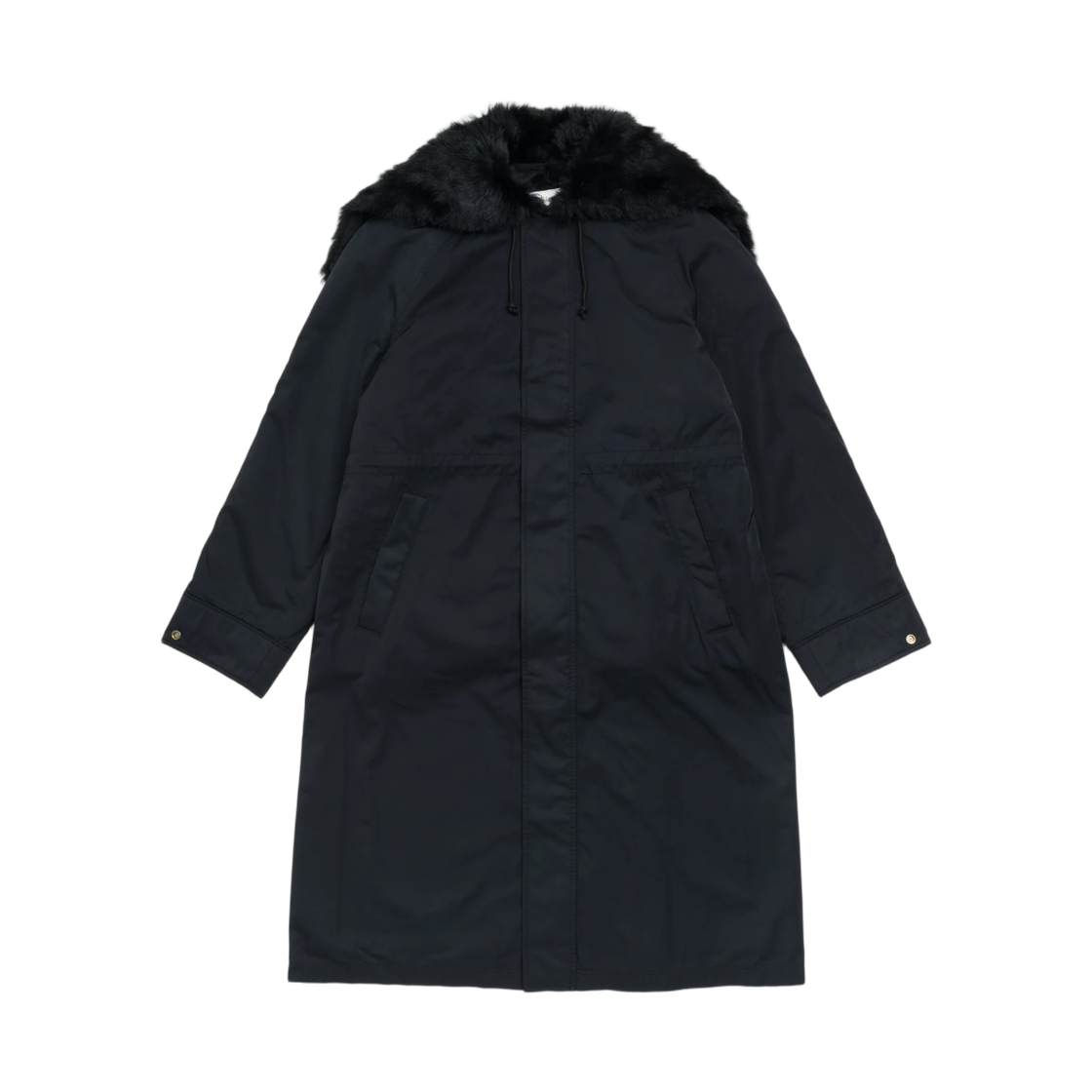115956 Stussy Fur Hood Long Parka Black