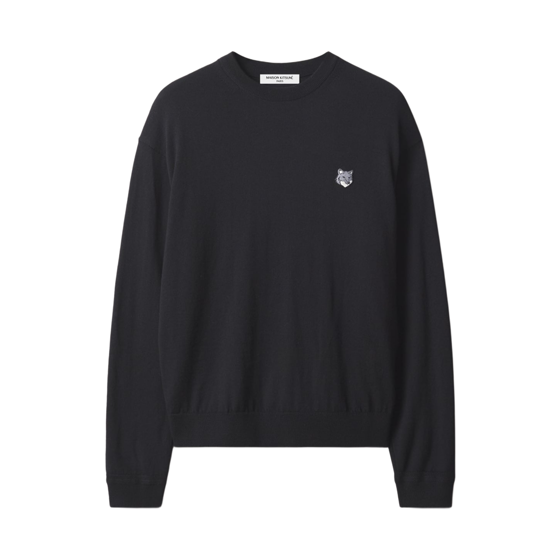 MRMKJ04KT1220-P199 Maison Kitsune Fox Head Merino Comfort Jumper Black