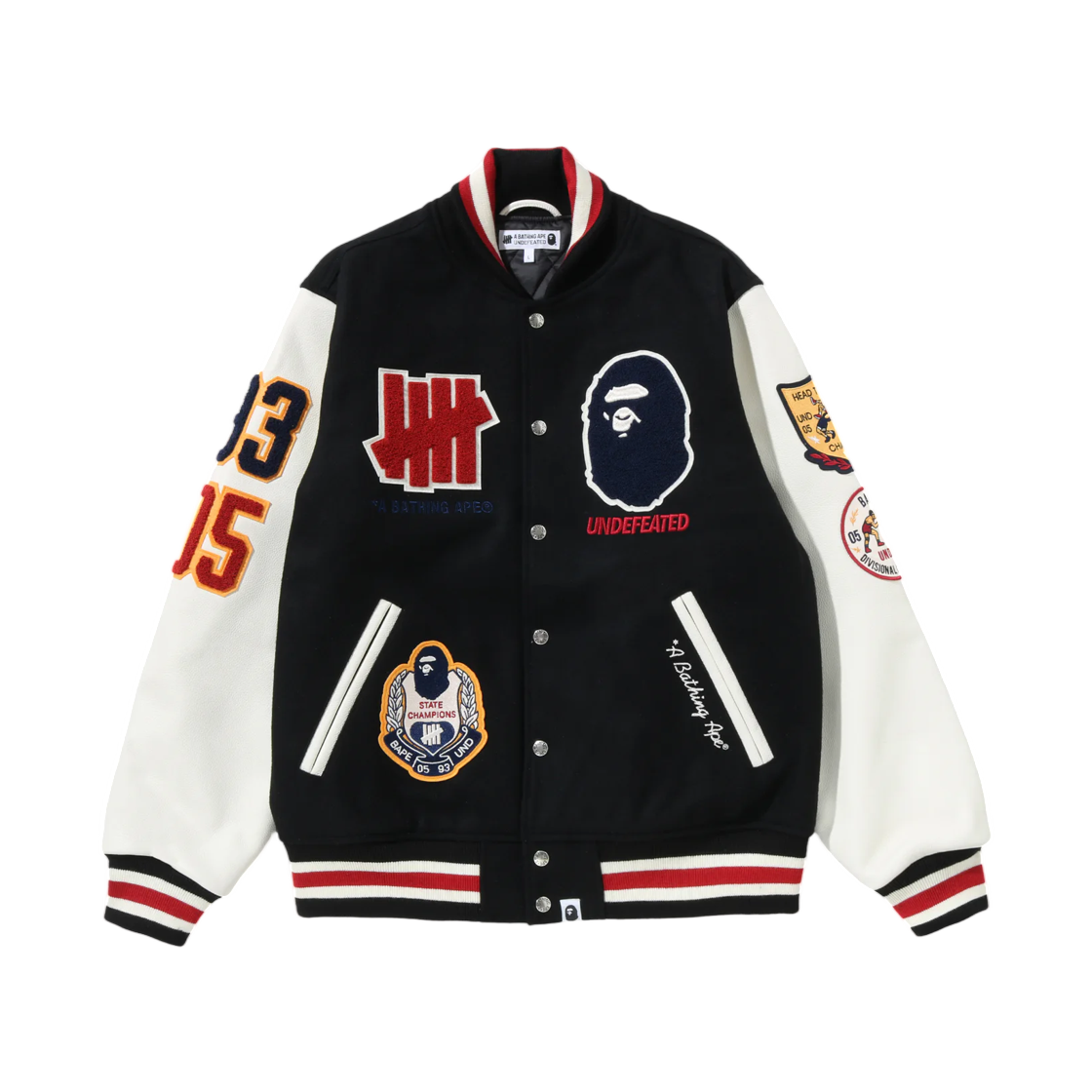 - BAPE x Undefeated Varsity Jacket Black