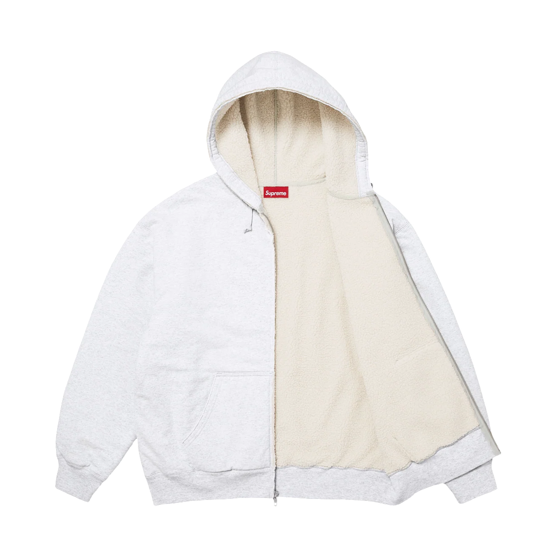 슈프림 셔링 라인드 집업 후드 스웨트셔츠 애쉬 그레이 - 26FW(Supreme Shearling Lined Zip Up Hooded Sweatshirt Ash Grey - 26FW) - 3