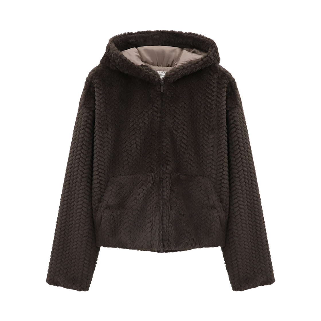 VV54JP03BR VIVACIOUS Cocoon Braid Zip-Up BROWN
