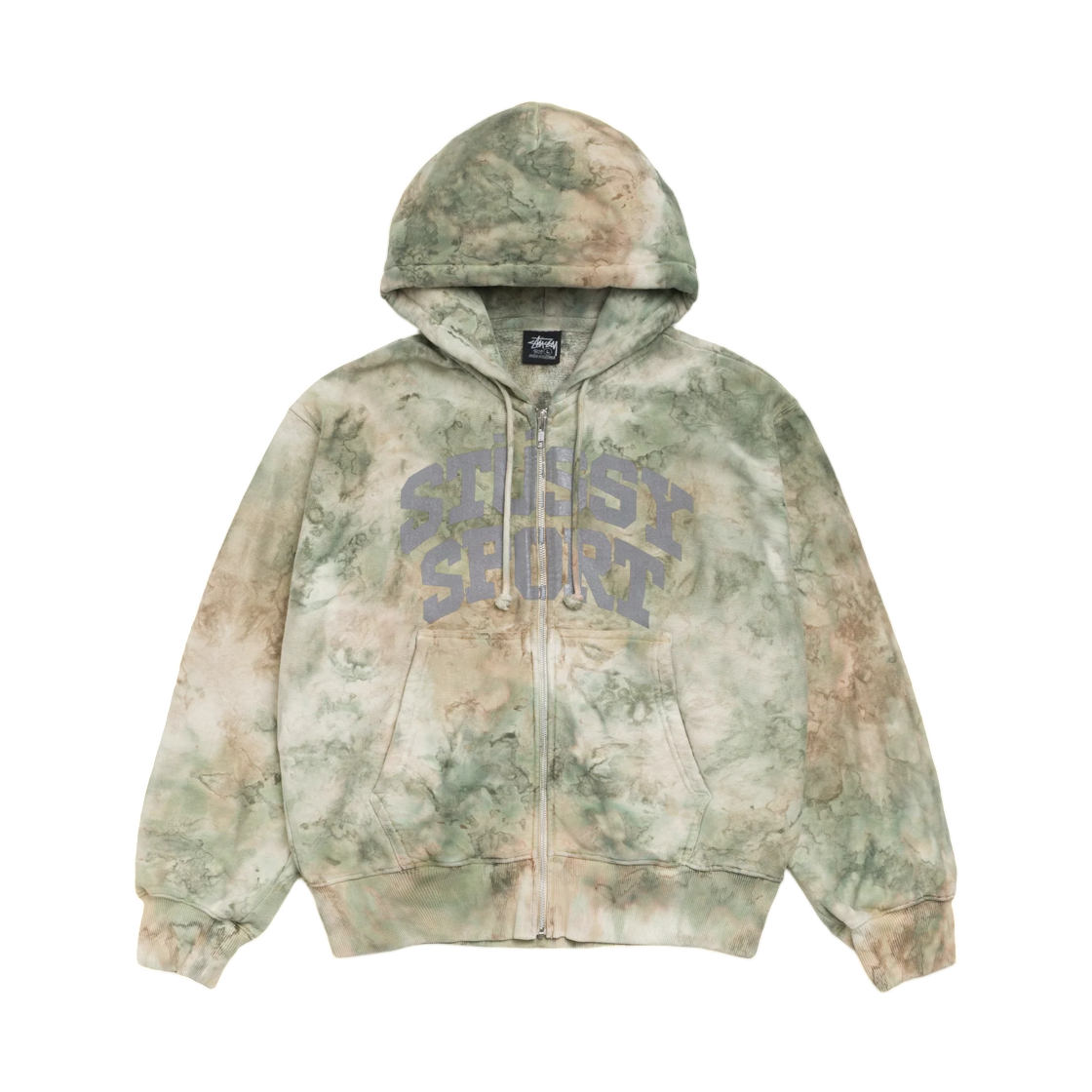 스투시 카모 블록 스포츠 집 후드 세이지 카모(Stussy Camo Block Sport Zip Hoodie Sage Camo) - 1