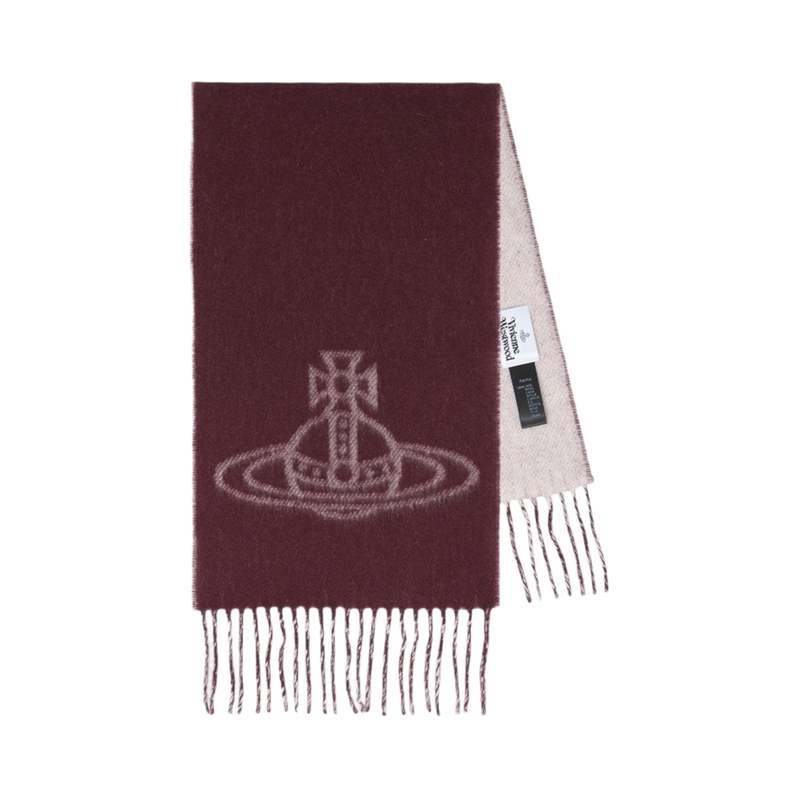 81030006-W01MK-I401 (W) Vivienne Westwood Orb Logo Double Face Wool Muffler Burgundy