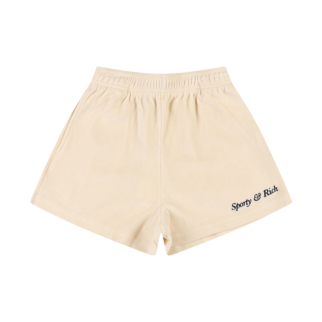 SRD5SP0216IV PEER Sporty & Rich Italic Logo Embroidered Short Ivory