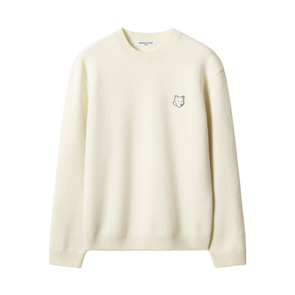 MRMKJ15KT1180-0383 Maison Kitsune Fox Head Merino Comfort Jumper Pure Ecru