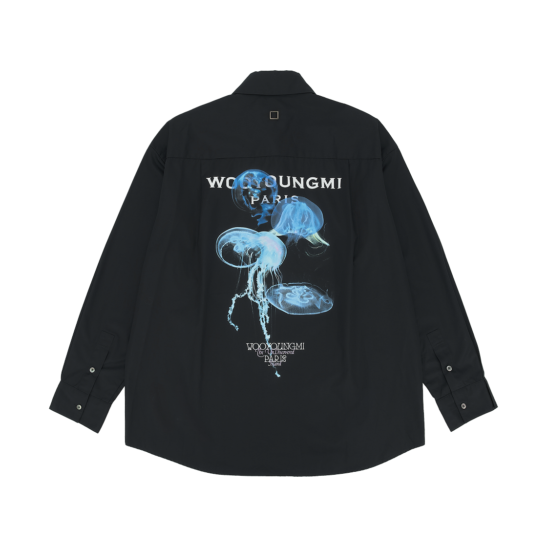 우영미 야광 젤리피쉬 백로고 셔츠 블랙 - 24SS(Wooyoungmi Luminous Jellyfish Back Logo Shirt Black - 24SS) - 1