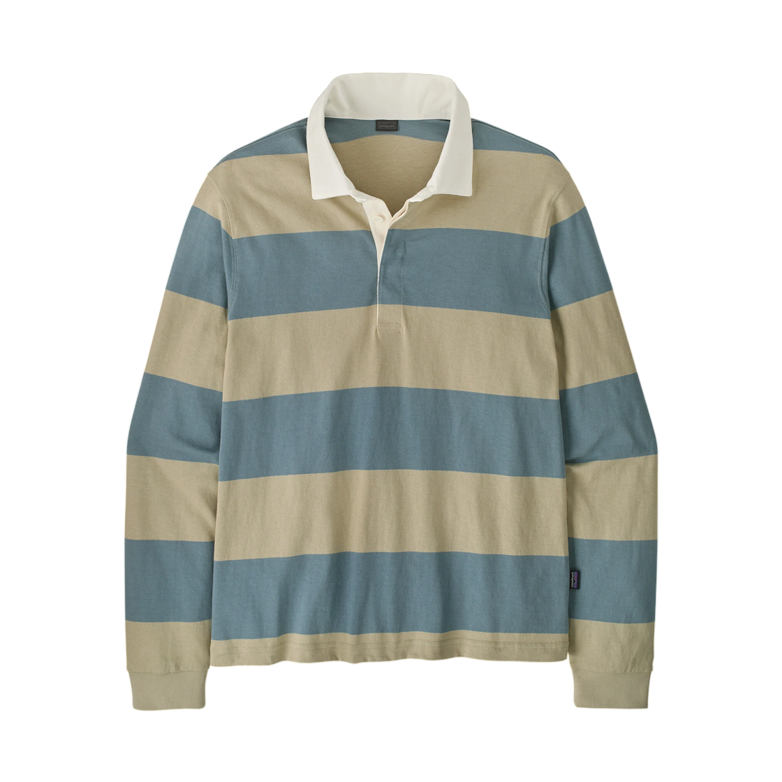 42250 Patagonia Long Sleeved Rugby Shirt Wide Stripe Blue Sage