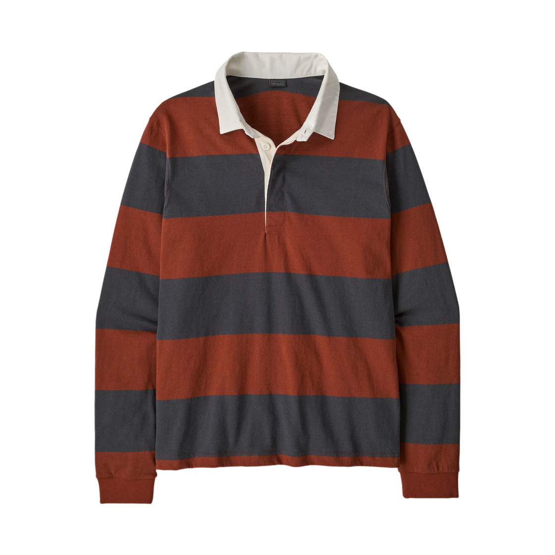 42250 Patagonia Long Sleeved Rugby Shirt Wide Stripe Rusty Red
