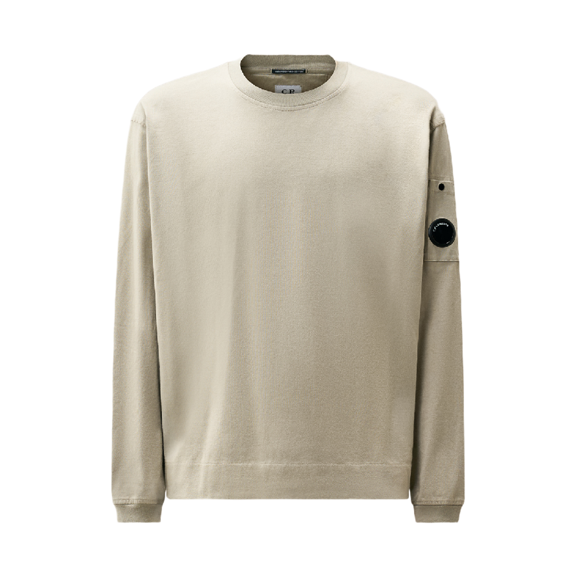 21CMTS100A110580W356 C.P. Company 30/2 Mercerized Jersey Twisted Long Sleeve Lens T-Shirt Fallen Rock Beige - 26FW