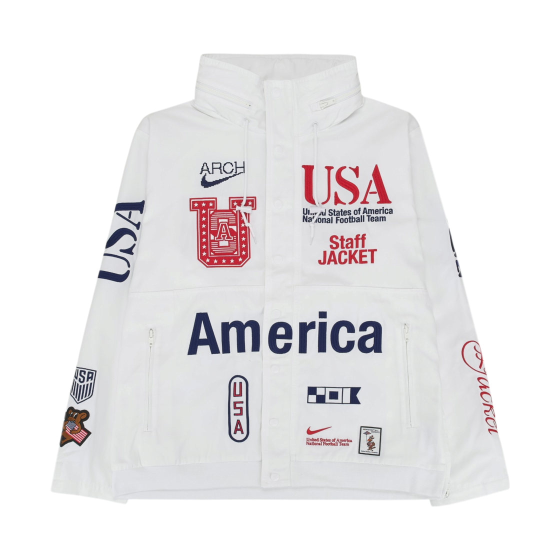 II9805-100 Nike x Virgil Abloh Archive USA Woven Staff Jacket White Deep Royal Blue (II9805-100)