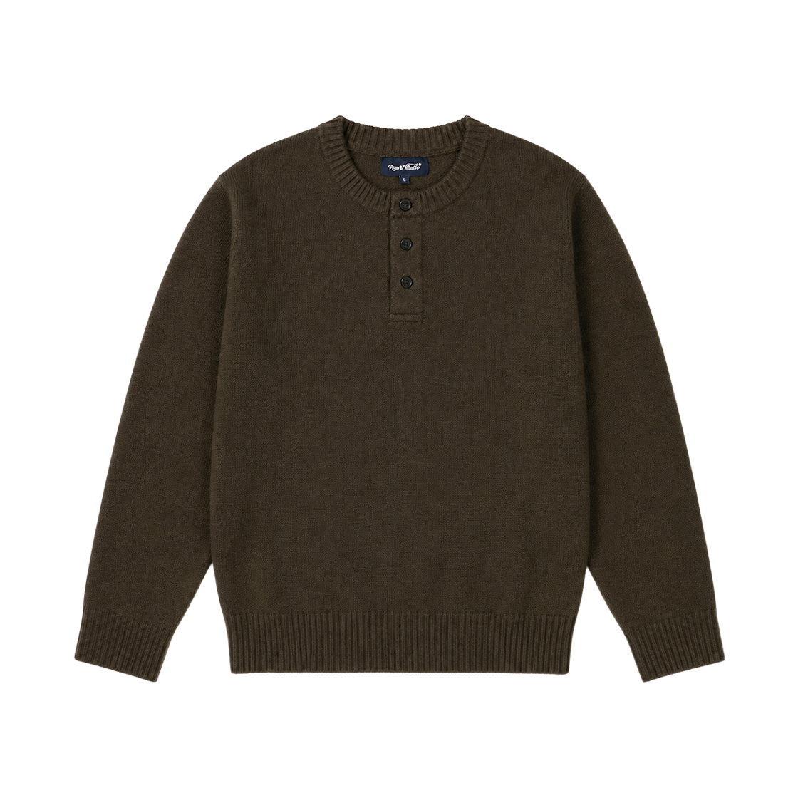 누아트 스튜디오 아르보 헨리넥 니트 카키(NUART STUDIO Arbo Henley Neck Knit Khaki) - 1