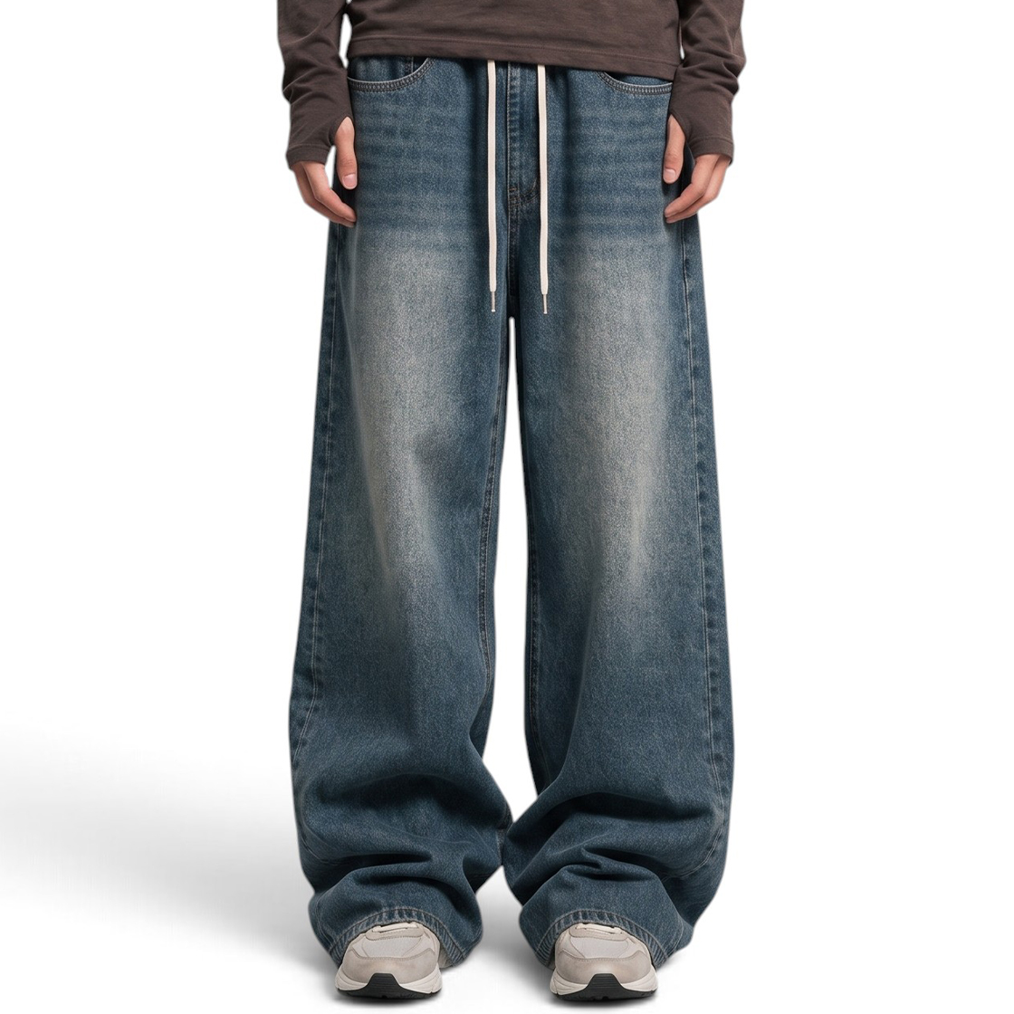 크로스닷 브릭 밴딩 와이드 워싱 데님 팬츠 3 Color [CRDD_5014]_중청(CROSSDOT Brick banding wide washed denim pants 3 Color [CRDD_5014]_Medium Blue) - 2