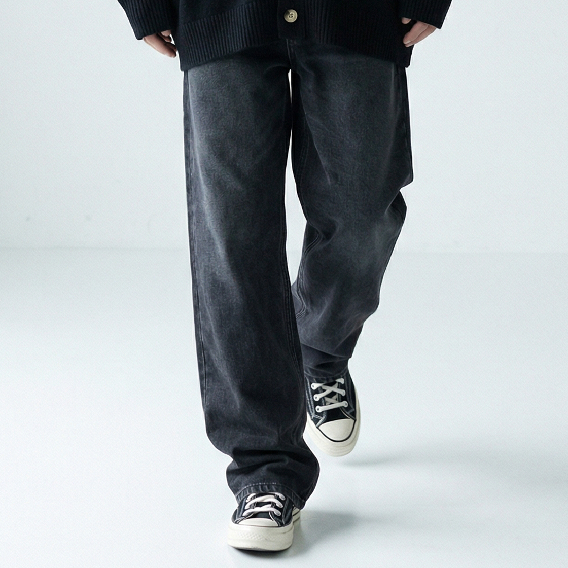 크로스닷 포즈 와이드 워싱 데님 팬츠 6 Color [CRDD_5001]_블랙(CROSSDOT Pose wide-washed denim pants 6 Color [CRDD_5001]_Black) - 2