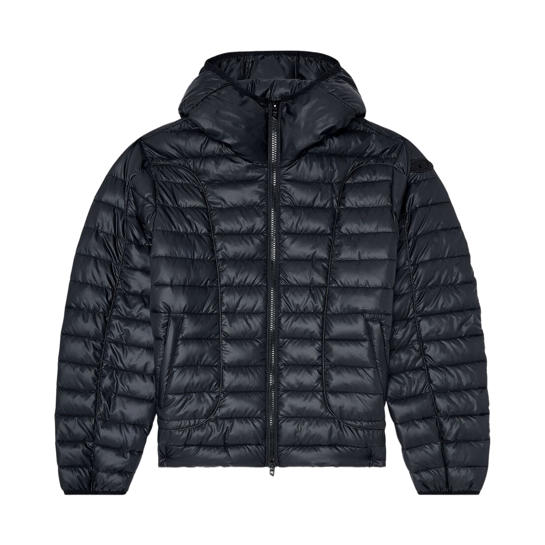 A219270DMBG-9XX Diesel Puffer Jacket with Tonal Piping Black