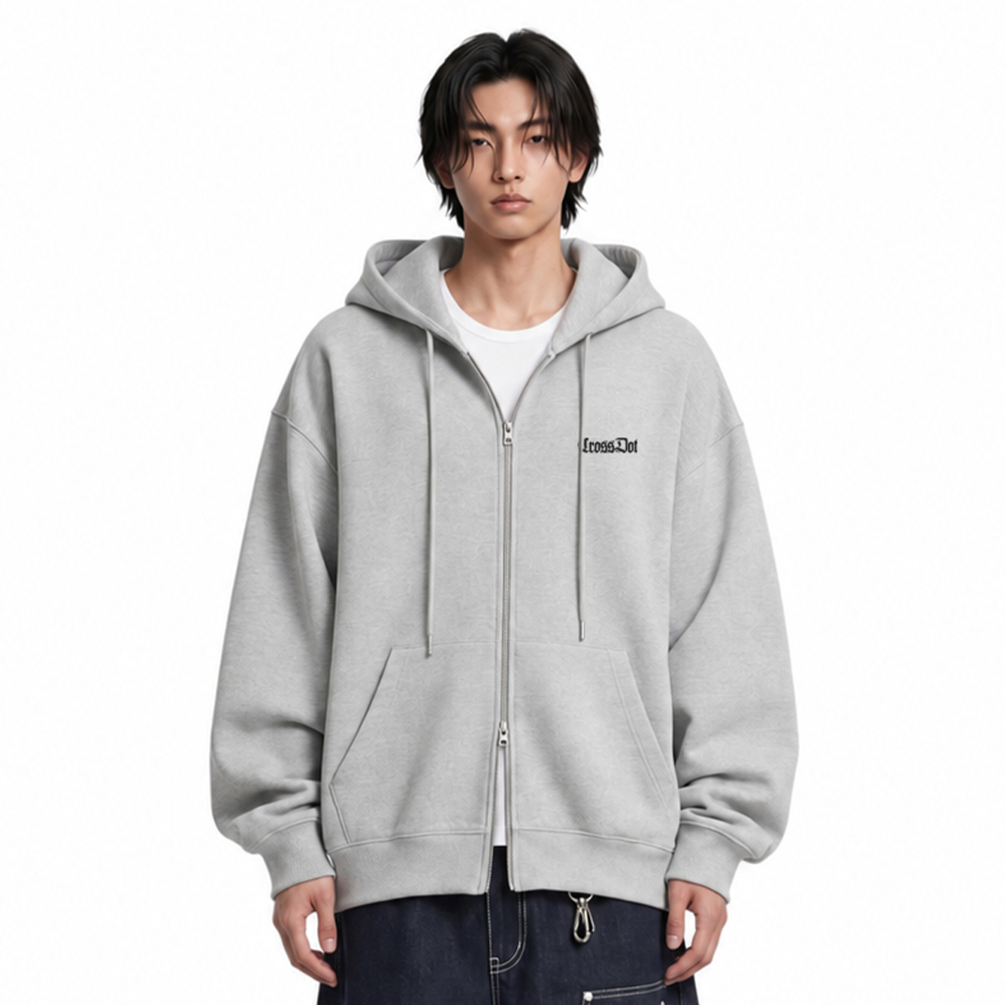 크로스닷 프레임닷 2WAY 오버핏 후드집업 4 Color [CRDH_4004]_그레이(CROSSDOT FrameDot2-WayOversizedHoodieZip-Up 4 Color  [CRDH_4004]_Gray) - 2